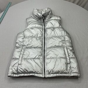 Old Navy Metallic Silver Puffer Vest